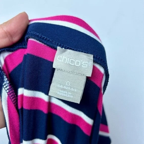 CHICO’S striped Pink/Blue Elastic waist pull on Maxi Skirt Size 0 4/6 US - Picture 4 of 10